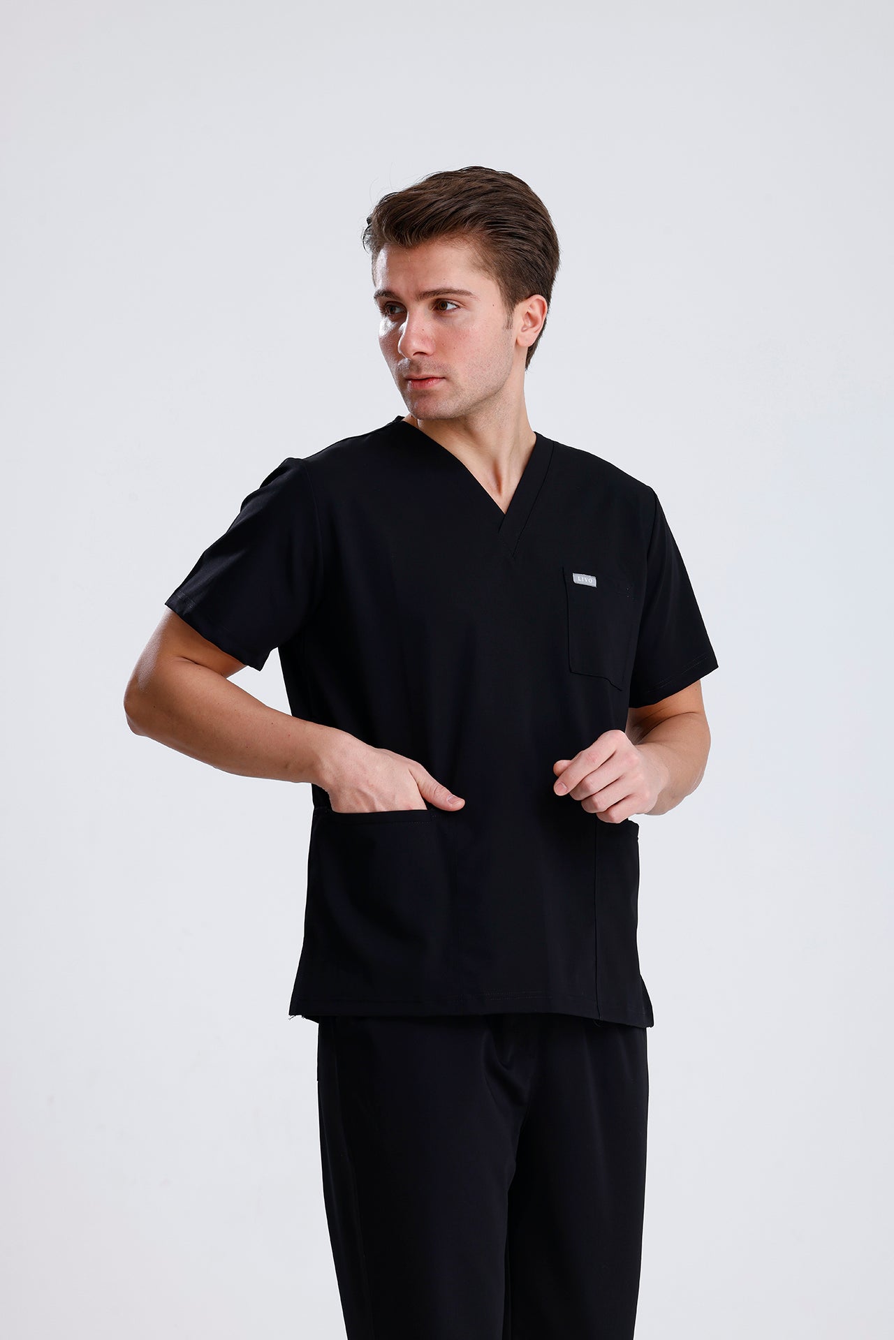 LIVO de Qusto Siyah Scrub Tek Üst